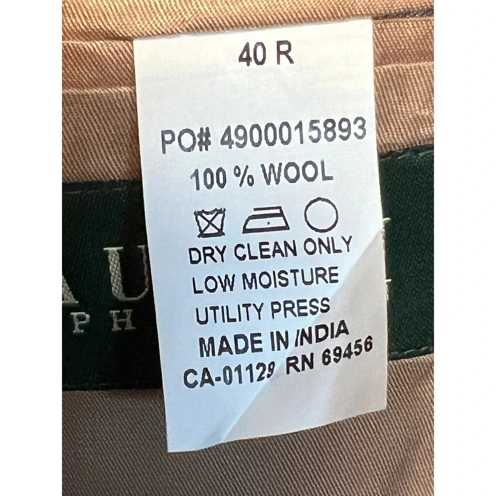 Ralph Lauren Mens 40R Brown Gray Plaid Wool Two Button Blazer‎ Sport Coat